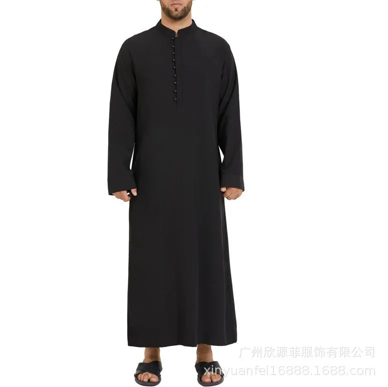 Muslim Loose Collar Saudi Round Collar Hui Robe Arab Middle Eastern Men's Clothing