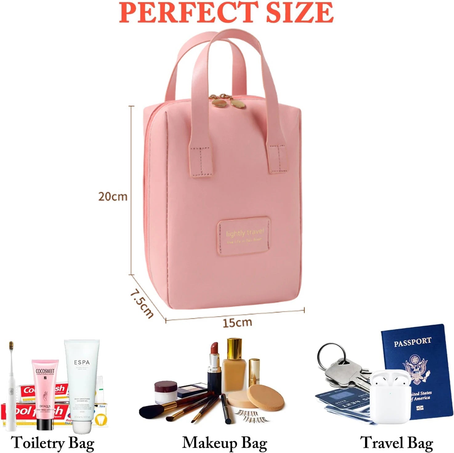 PU Cosmetic Bag Large Capacity Portable Handbag Waterproof Travel Makeup Bag Portable Toiletries Organizer Bathroom Storage Case