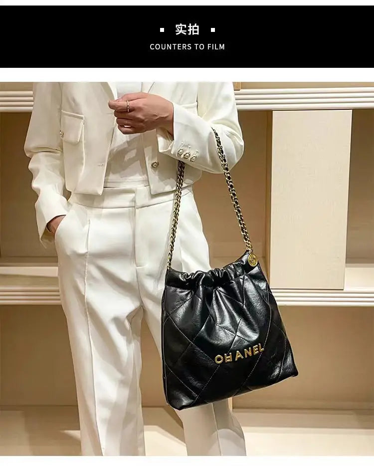 2025 New Garbage Bag Tote Bag Women's Large Capacity Diamond Grid Chain Premium Single Shoulder Underarm Bag