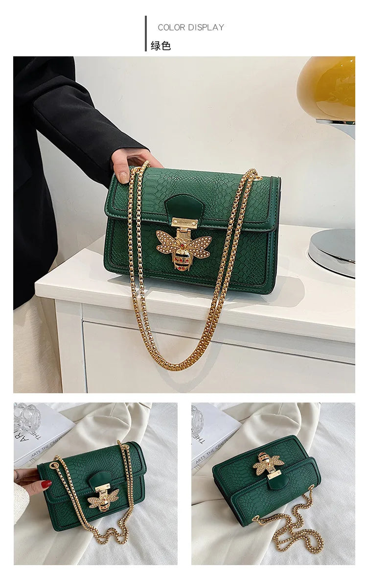 Luxury Handbags for Women Crossbody Bags Bee Lock Tote Casual Flap Purses Crocodile Print Leather Handbag Ladies Shoulder Bags
