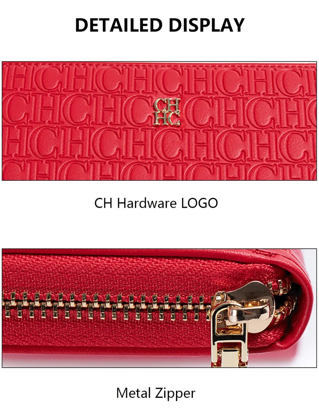 CH Women's Solid Colour Long Wallet Niche Design Fashion Simple Large Capacity Bag Luxury Temperament Vintage Classic Wallet