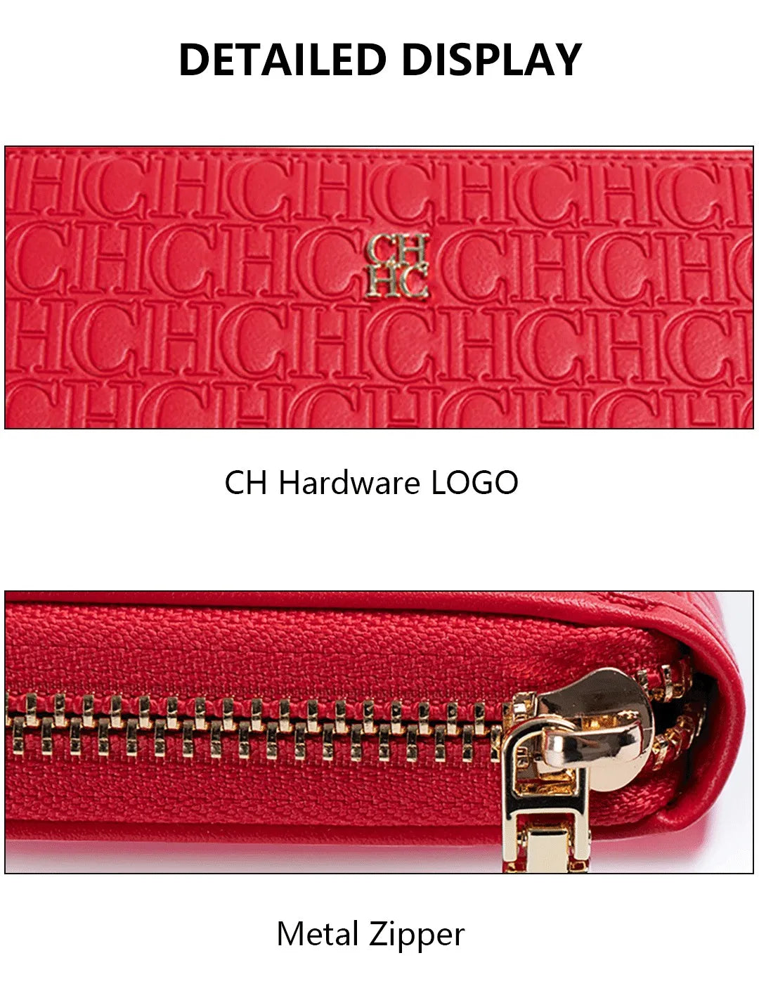 CH Women's Solid Colour Long Wallet Niche Design Fashion Simple Large Capacity Bag Luxury Temperament Vintage Classic Wallet