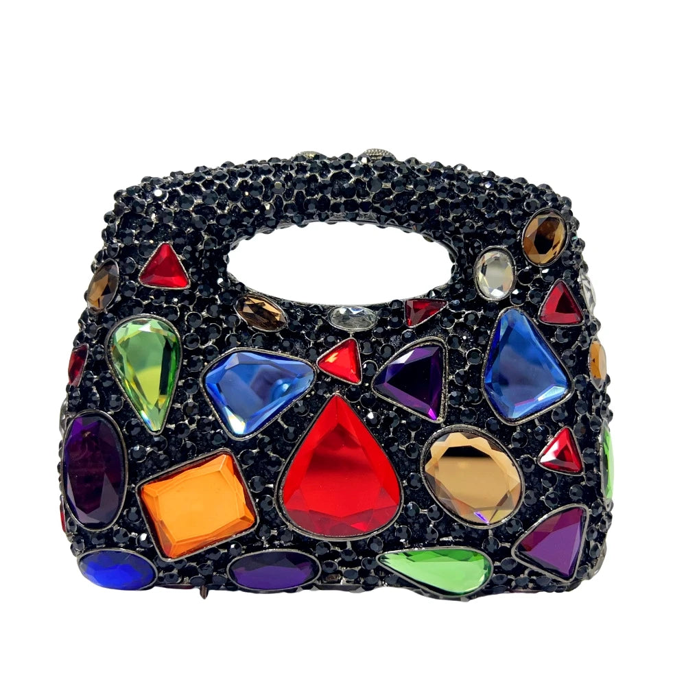 XIYUAN Crystal Clutch Purse Women Luxury Evening Bags Party Diamond Shoulder Bags Cocktail Rhinestone Handbags Golden Gem Purses