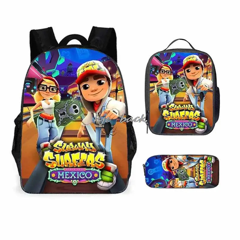 School Bags Girls Boys Subway Surfers Primary Kids School Backpcak 3Pcs Cartoon Schoolbags Kids Mochilas Escolar Infantil Gift