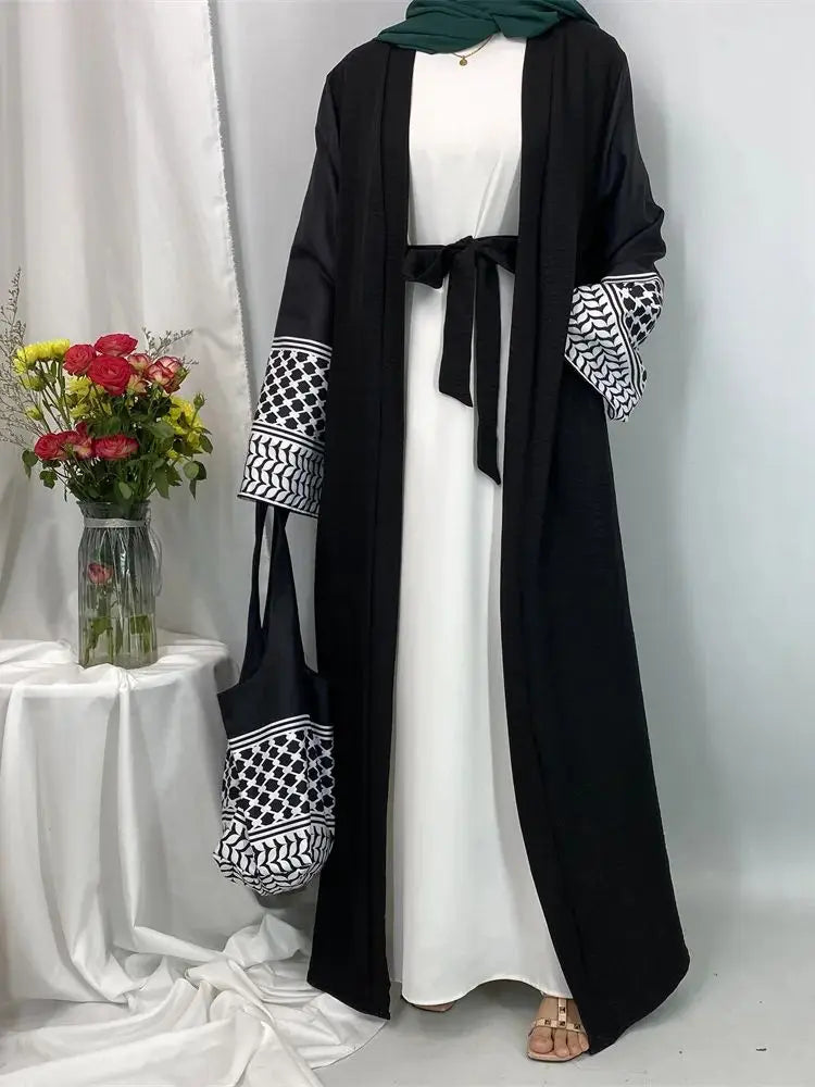 Dubai Elegant Kaftan Modest Dress Abayas Muslim Open Abaya And Bag Women Islam Caftan Marocain Robe Arabe Femme Musulmane