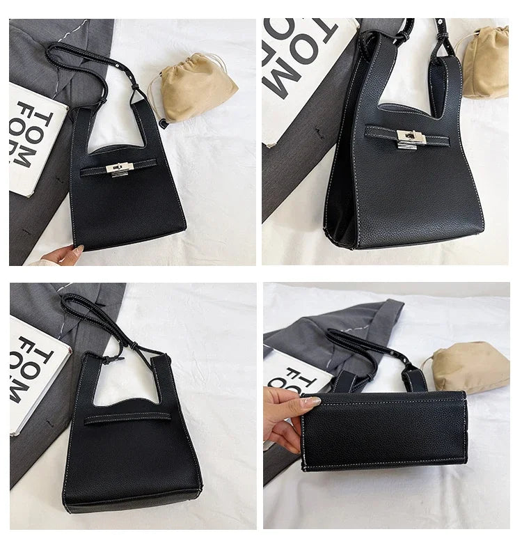 Luxury PU Leather Shoulder Bag, Fashionable Design Handbag, Women's Portable Wallet, Women's Chain Strap Crossbody Bag