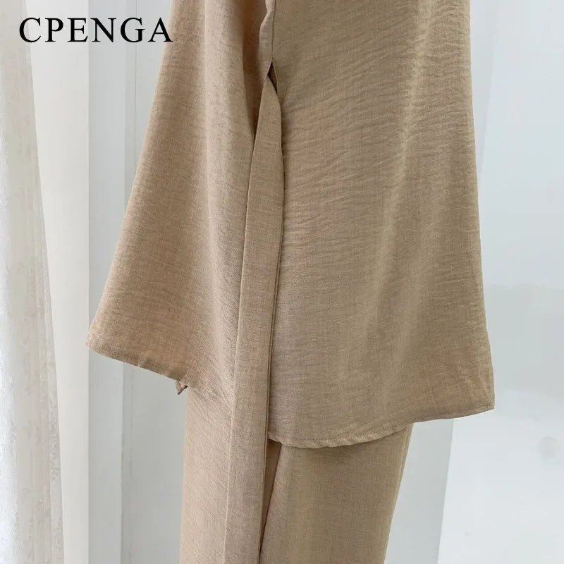 2 Piece Dubai Muslim Women Clothing Elegant Middle East Modest Top and Pants Sets 2024 Islamic Turkish Clothes Solid Outfits