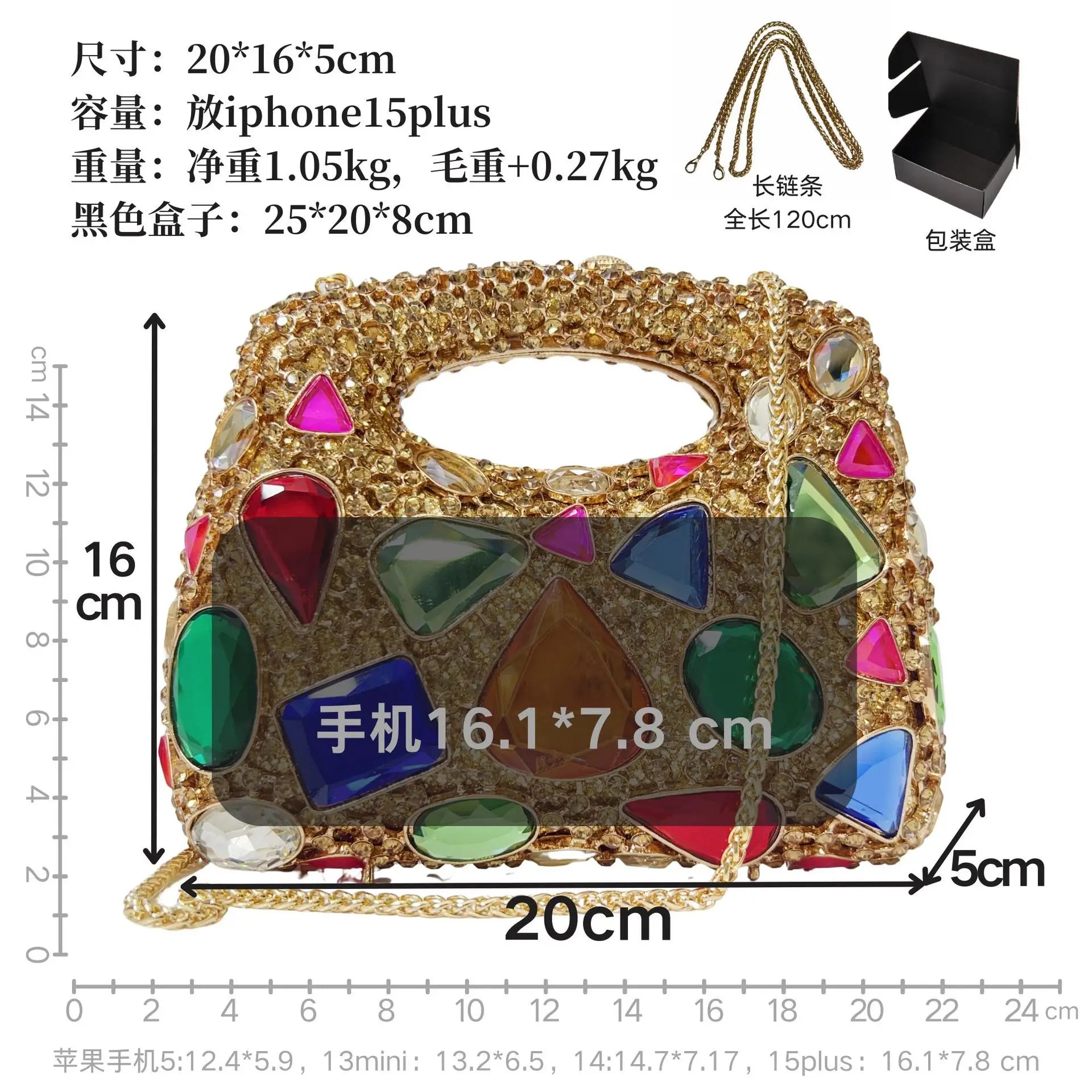 XIYUAN Crystal Clutch Purse Women Luxury Evening Bags Party Diamond Shoulder Bags Cocktail Rhinestone Handbags Golden Gem Purses