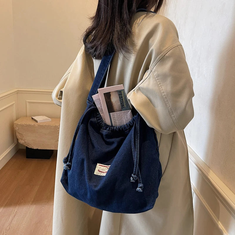 New denim dumpling bag, women's crossbody bag, simple and versatile small shoulder bag for class commuting