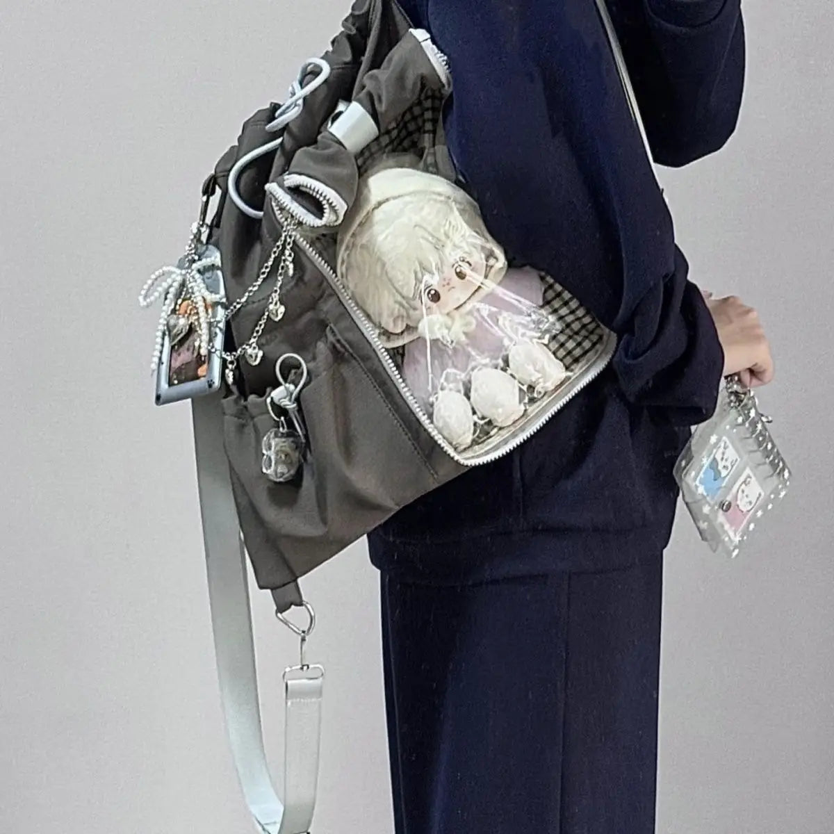 Drawstring Doll Bag Itabag 20cm Cotton Doll Wide Shoulder Strap Large Capacity Backpack Crossbody Bag Cute College Backpack