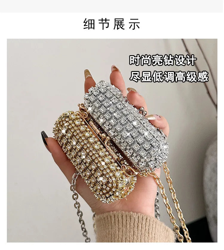 Mini Evening Bags for Women 2025 New Fashion Diamonds Shoulder Bag Ladies Luxury Cute Chain Party Lipstick Crossbody Bag Woman