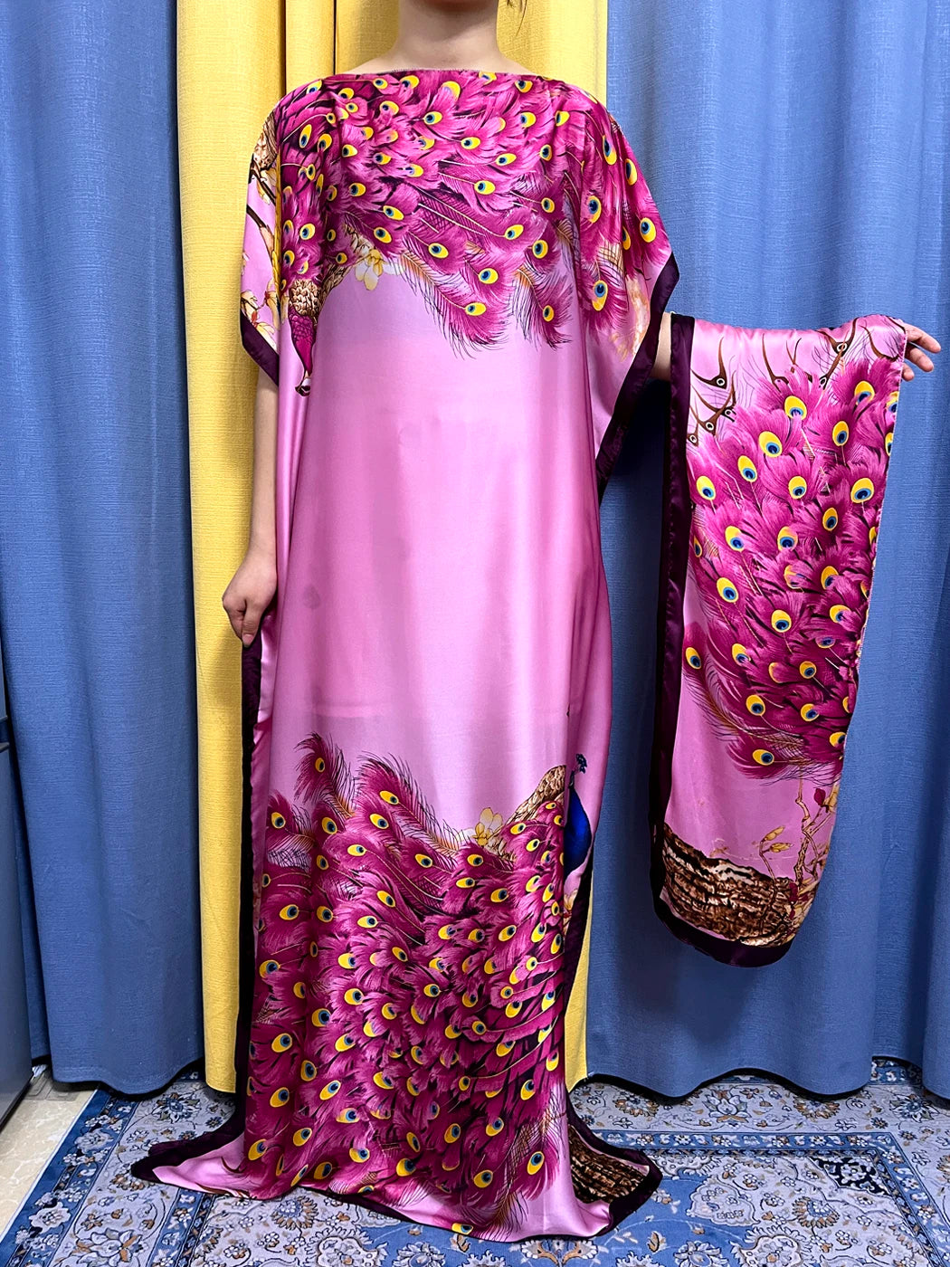 Muslim Silk Abayas For Women 2023 Fashion Print Islam Turkey Loose Elegant Femme Robe African Summer Ice Clothes With Headscarf