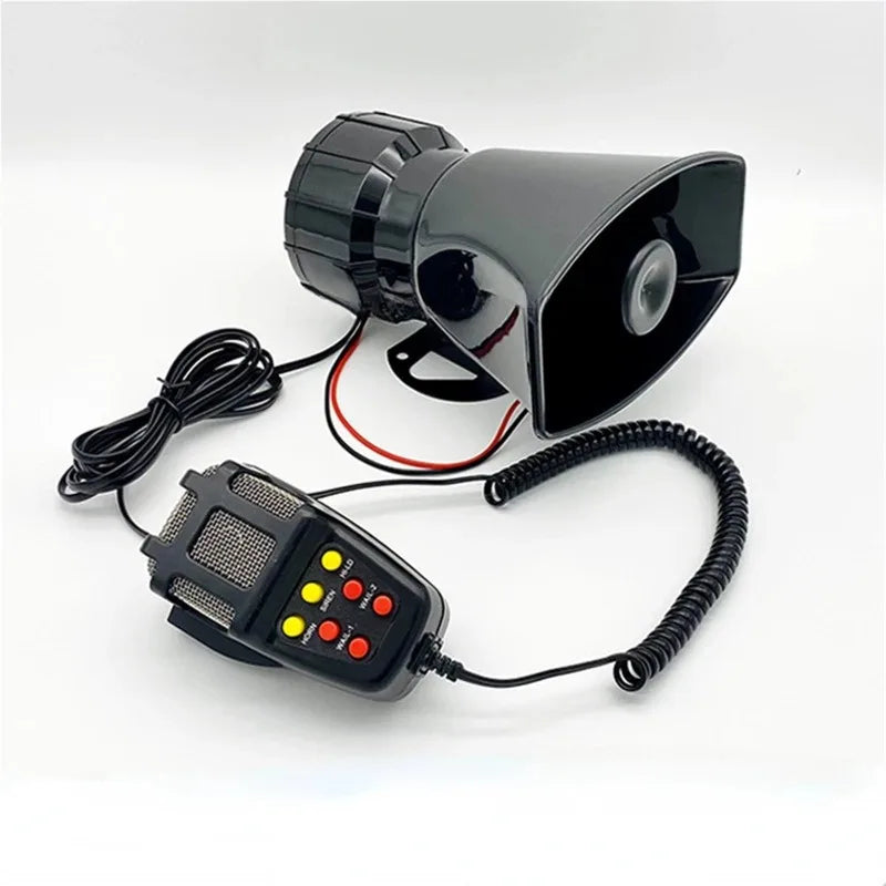Car Horn Police Siren Air Horn Megaphone Tone 12V 100W Car Warning Alarm Mic PA System Emergency Amplifier Hooter Speakers Loud