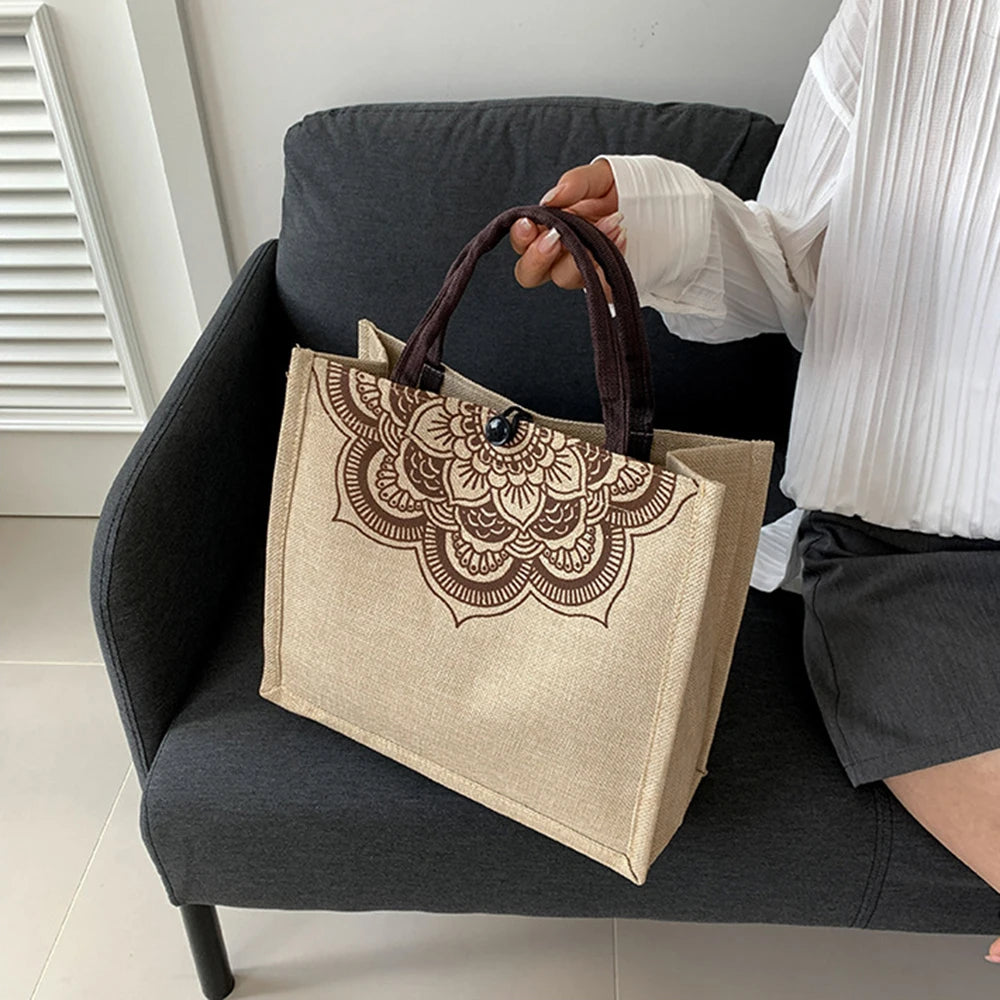 Canvas Handbags For Women Fashion Tote Beach Bags Reusable Shopping Bags Casual Large Capacity Designer Shoulder Pouch Bags