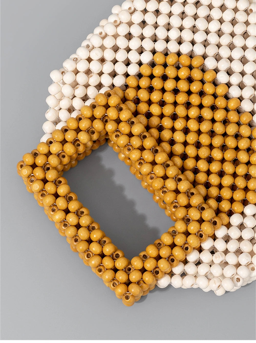 Luxury Wooden Beads Tote Bags Vintage Women's Square Handbag Handmade Fashion Banquet Bags Summer Casual Beach Purses Bag Bolsos