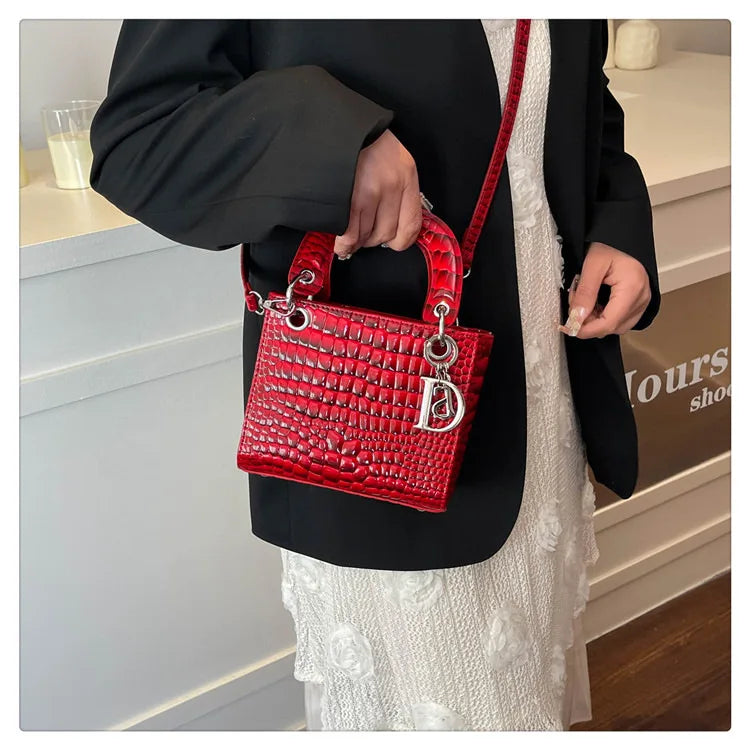 Women's Princess Diana - Style Glossy Crocodile Shoulder Bag - High - End,Versatile Messenger for On - the - Go luxury designer