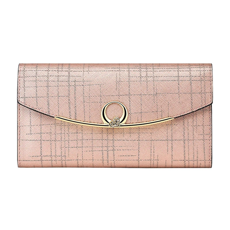 Luxury Designer Women's Long Leather Wallet High Quality Large Capacity Purses for Women Multifunctional Simple Elegant Handbag