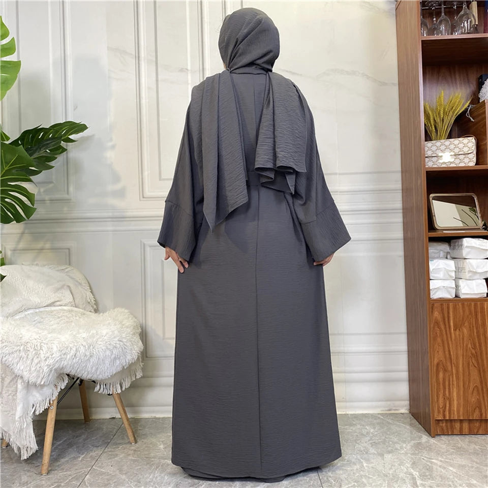 Abaya Women Muslim Long Dresses African Open Kaftan Dubai Turkey 2 Piece Set Luxury Islam Morocco Clothing Caftan Fashion Modest