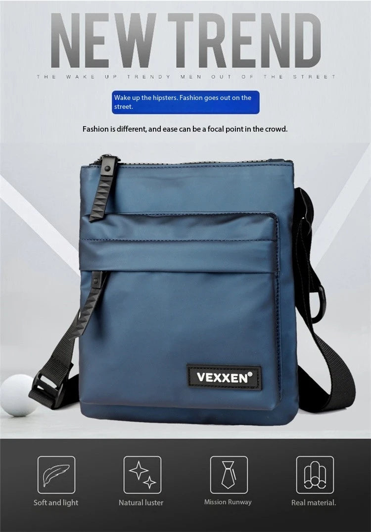 Messenger Sling Bags For Men Casual PU Leather Zipper Crossbody Pouch Simple Mini Crossbody Phone Bag Male Side Shoulder Bag