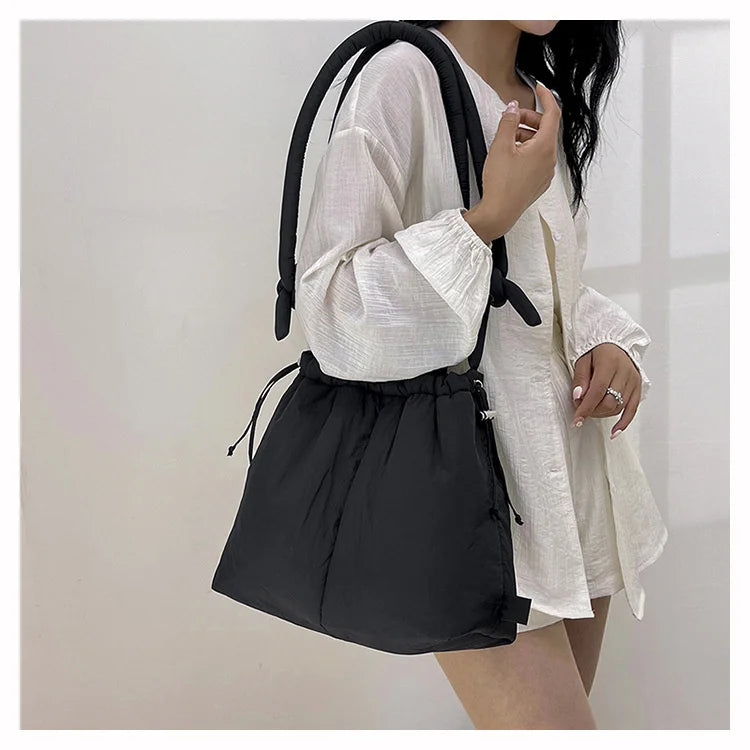 Women Shoulder Crossbody Bags Casual Nylon Padded Tote Bag Designer Soft Puffer Simple Vintage Large Capacity Handbags