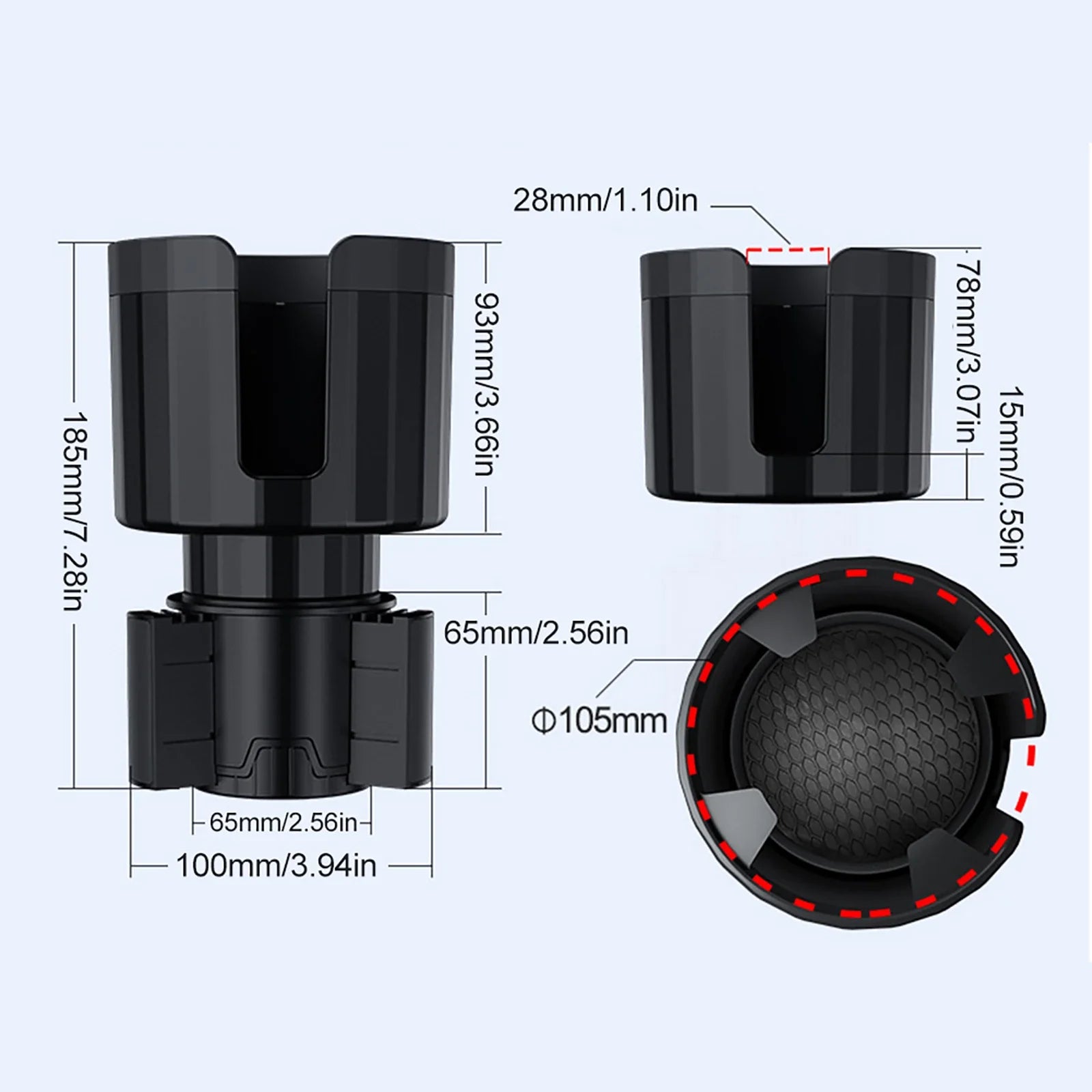 Large Car Cup Holder Expander With Adjustable Base Cup Holder Adapter Multipurpose Car Bottle Cups Organizer Storage Accessories