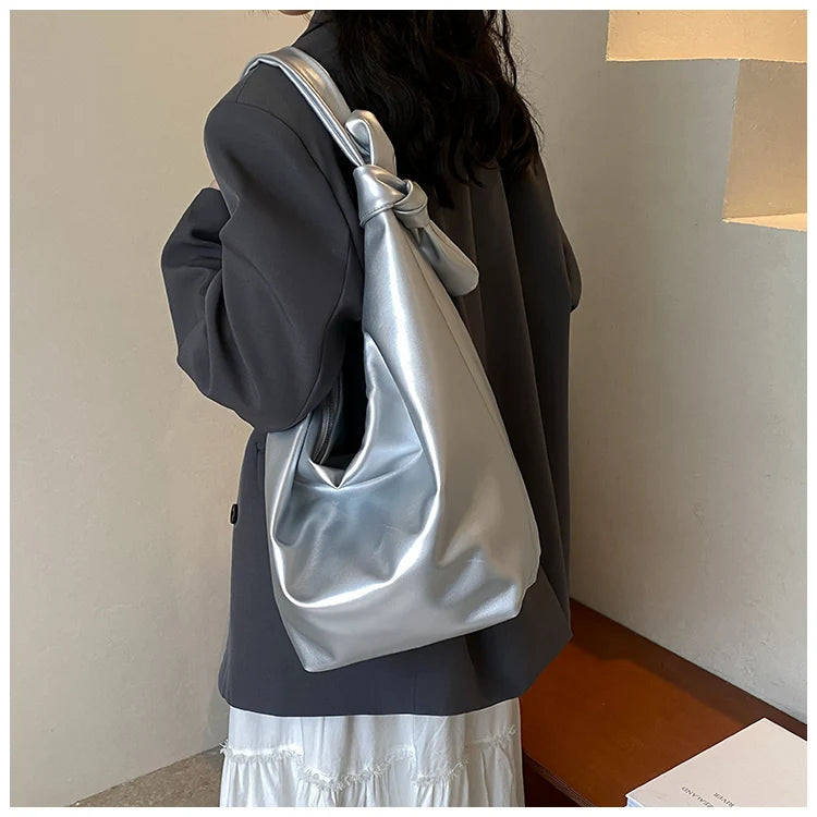 Leisure soft large-capacity bag female 2024 new fashion work shoulder bag college students relax tote bag