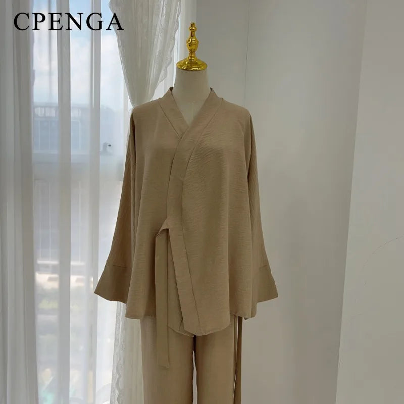 2 Piece Dubai Muslim Women Clothing Elegant Middle East Modest Top and Pants Sets 2024 Islamic Turkish Clothes Solid Outfits