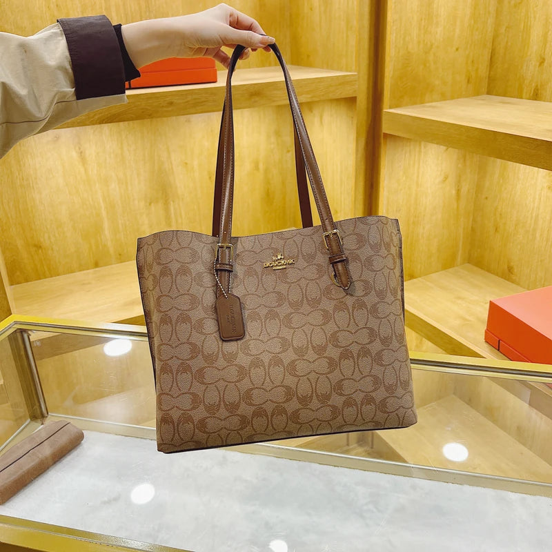 Fashionable Solid Color Shopper Bag - Large Capacity Commuter Tote With Elegant Minimalist Design And Premium Leather Trim