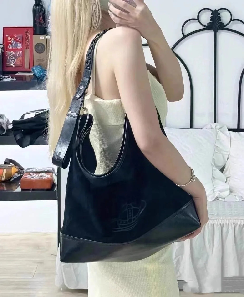 Large Capaci Suede Hobo Bag Women's Casual Commuter Tote Bag Trendy Single oulder Bag GP Famous Star  Hobo Bag
