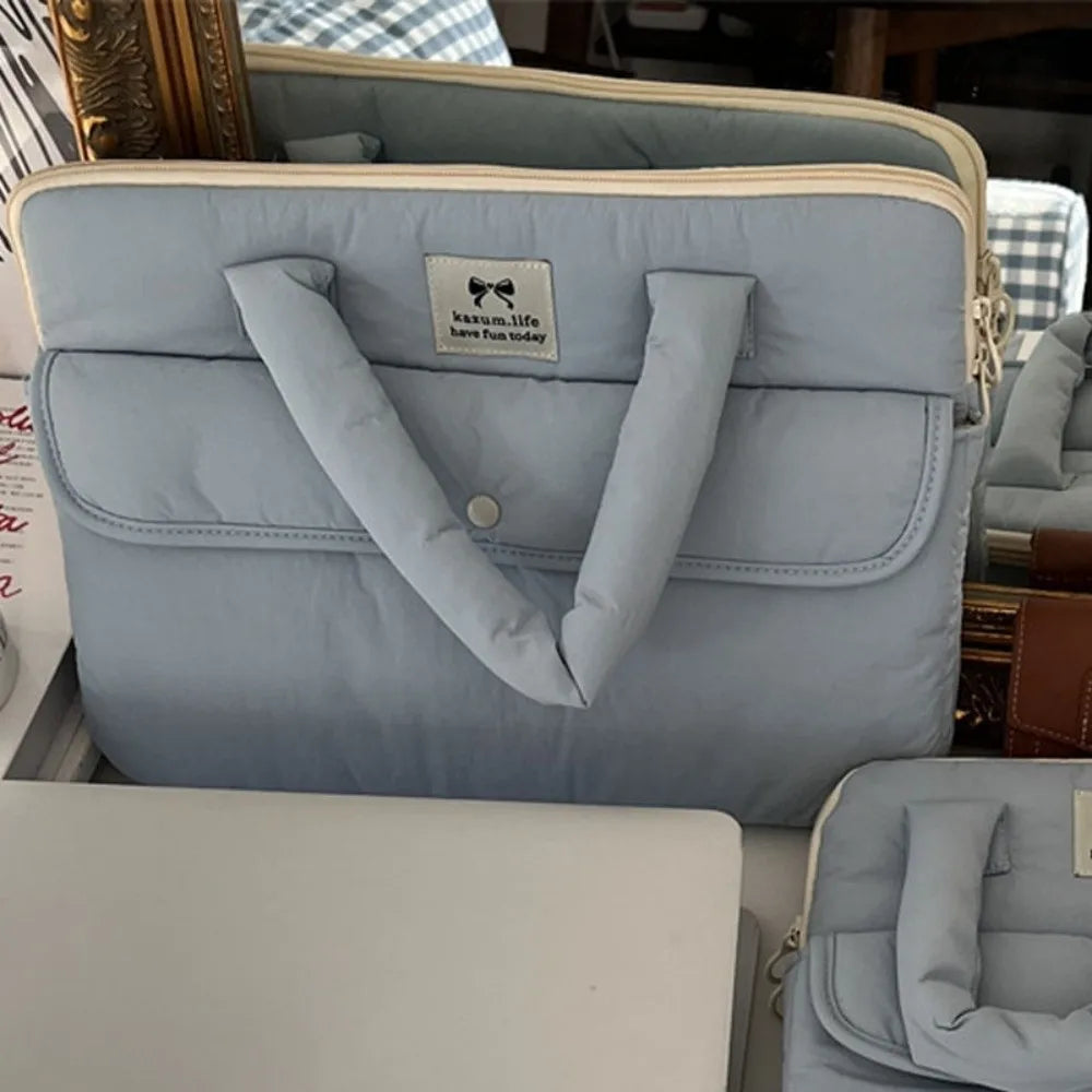Simple 15.6inch Portable Laptop Bags Bow with Handle Laptop Case Soft Material Cute Notebook Sleeve Women's Bag