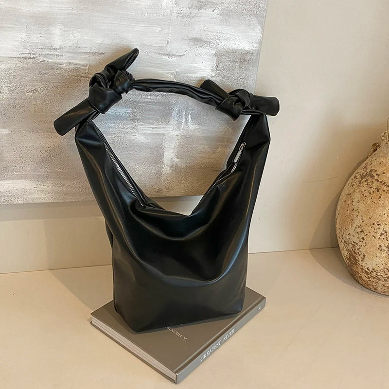 Leisure soft large-capacity bag female 2024 new fashion work shoulder bag college students relax tote bag