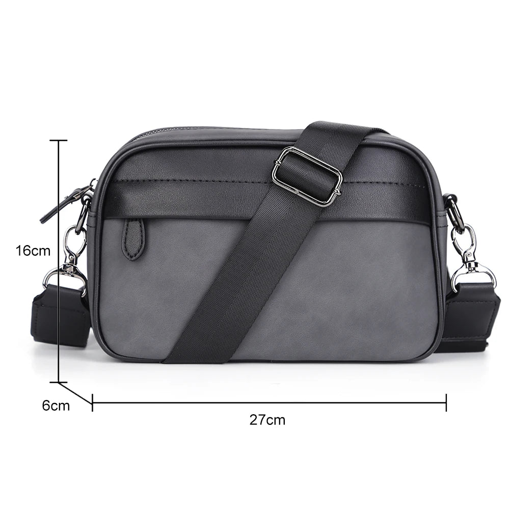 Luxury Business Shoulder Bag for Men Design Plaid PU Leather Messenger Crossbody Bag Casual Zipper Small Square Sling Bag Pouch