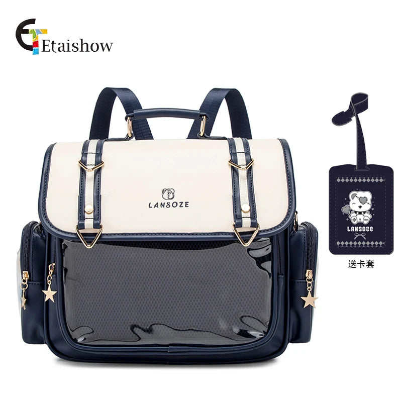 Original Ltabag Backpack Large Food Pain Window Two-dimensional Single Shoulder Messenger Bag Sweet College Schoolbag for Women