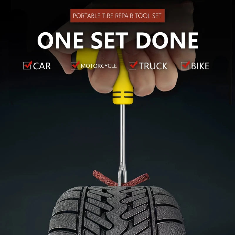 Car Tire Repair Tool Kit Vacuum Tyre patches maintenance special tool with Rubber Strips Glue Auto Bike Motorcycle Puncture Plug