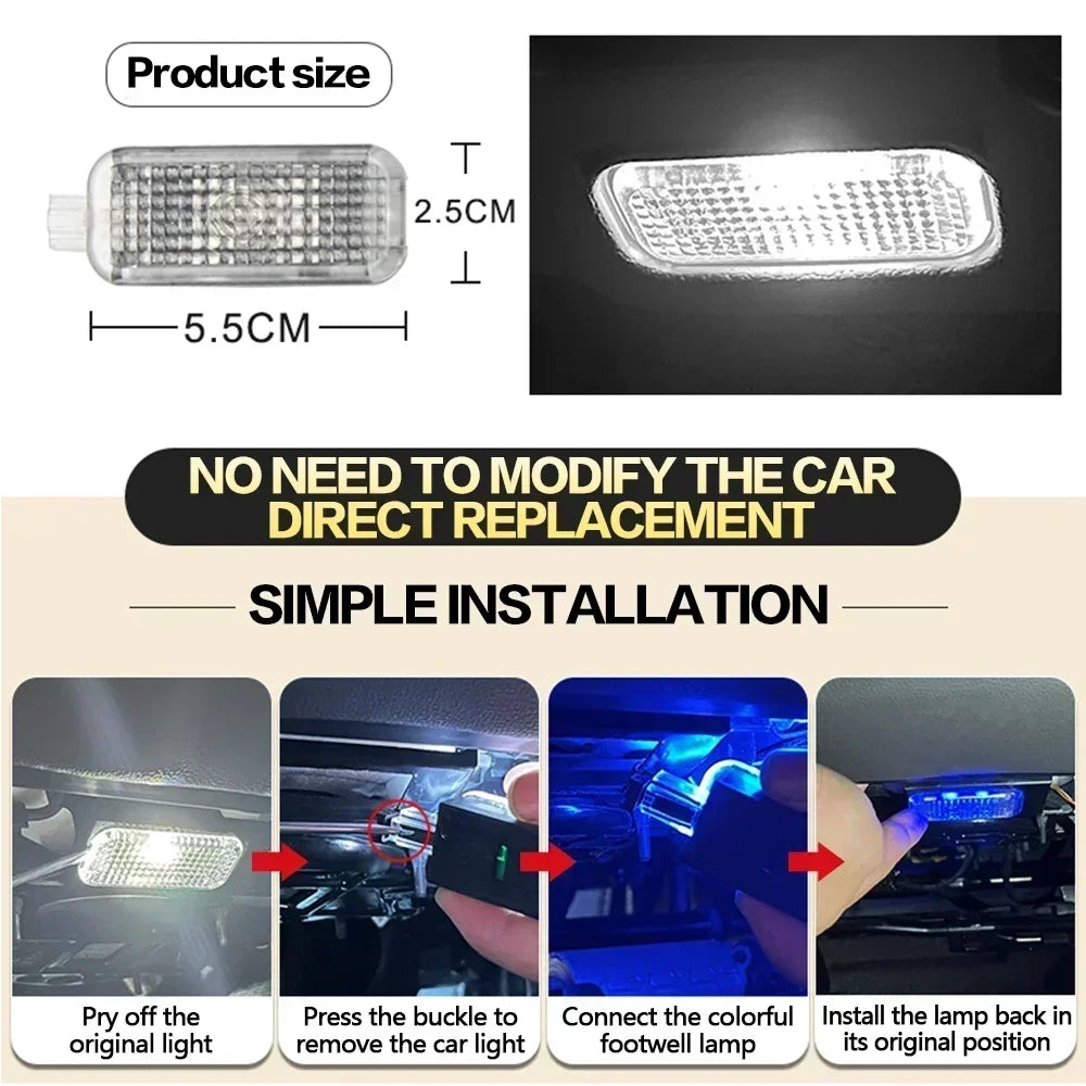 LED Car Footwell Light RGB Atmosphere Lamp Interior Decorative For VW Golf 6 MK6 EOS Sharan 7N Touareg 7L 7P Passat B5 B6 Arteon