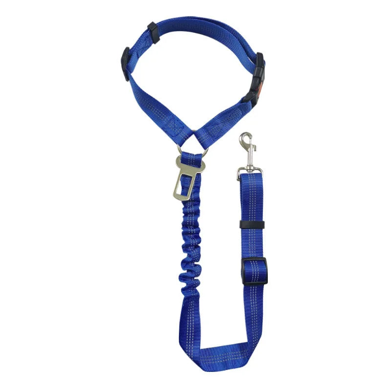 Dog Seat Belt for Car,Dog Car Harness Seatbelt Adjustable with Elastic Bungee Buffer, 2in1 Pet Leash Restraint Dog Safety Tether