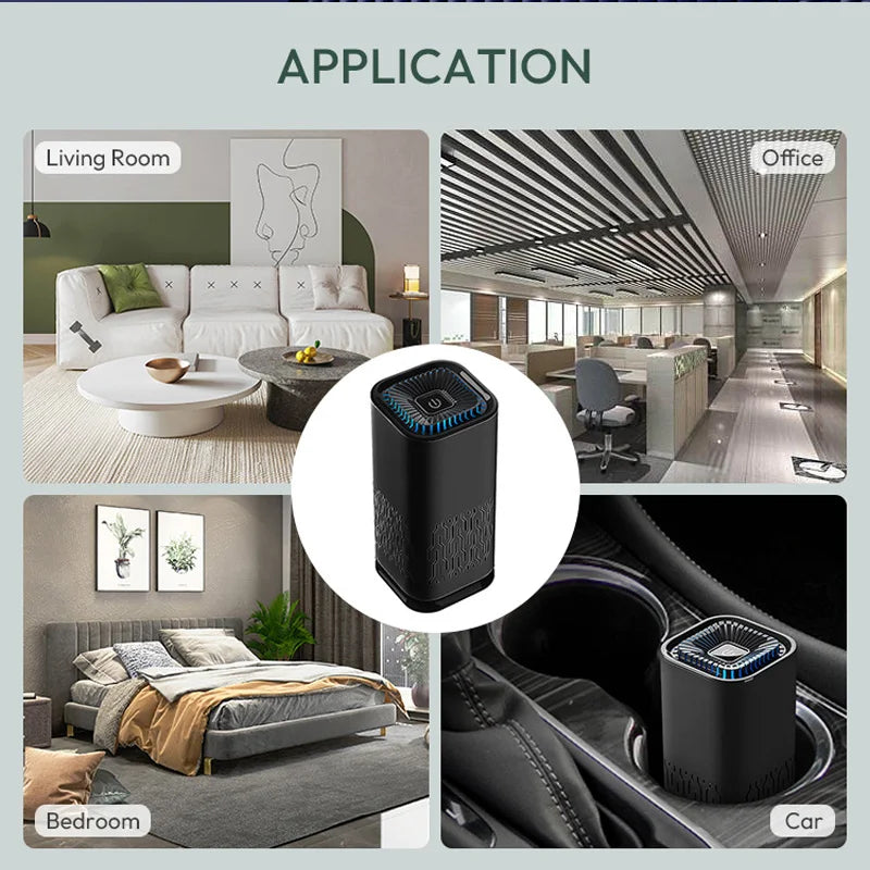 MINI Car HEPA Air Purifier Remove Smoke Odor Formaldehyde Negative Ion Air Cleaner for Car Bedroom Aromatherapy Purification New