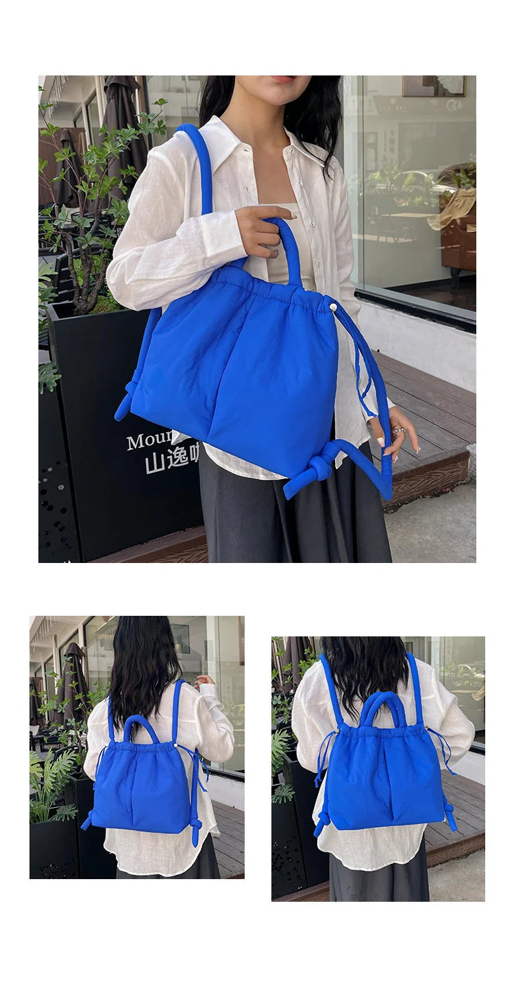 Women Shoulder Crossbody Bags Casual Nylon Padded Tote Bag Designer Soft Puffer Simple Vintage Large Capacity Handbags