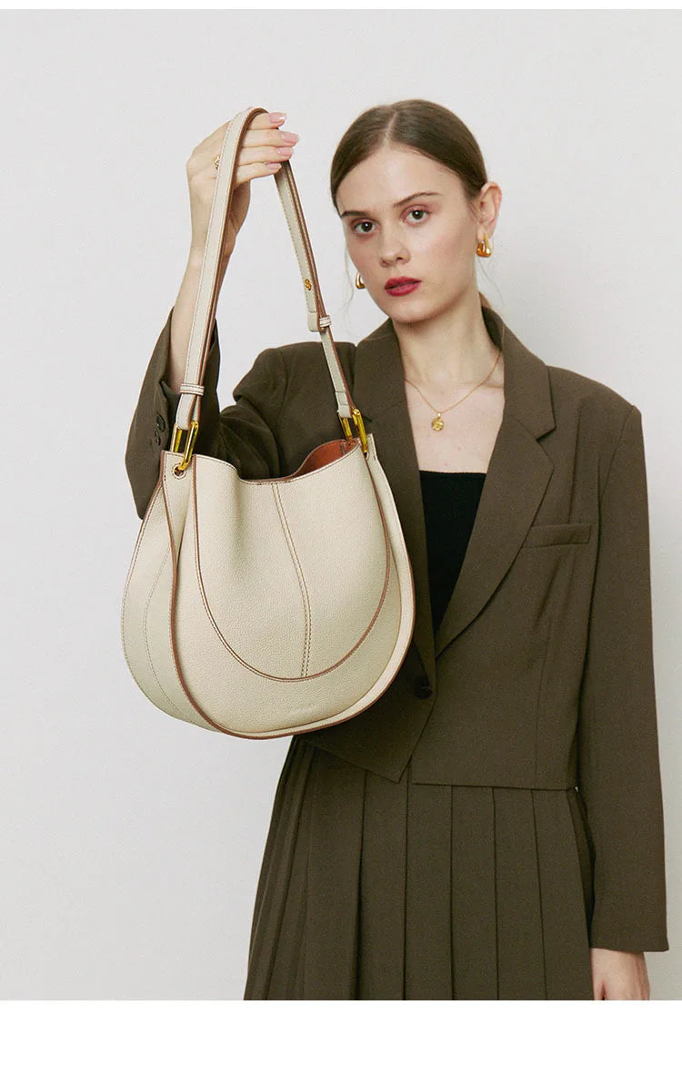 Head Layer Cowhide Crossbody Bags Niche Light Luxury Women's Bags Shoulder Saddle Bags Leather Bags Women's Soft Hundred