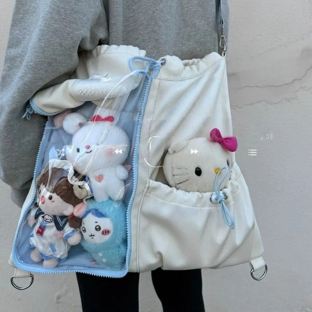 Drawstring Doll Bag Itabag 20cm Cotton Doll Wide Shoulder Strap Large Capacity Backpack Crossbody Bag Cute College Backpack