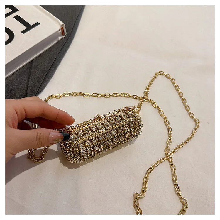Mini Evening Bags for Women 2025 New Fashion Diamonds Shoulder Bag Ladies Luxury Cute Chain Party Lipstick Crossbody Bag Woman