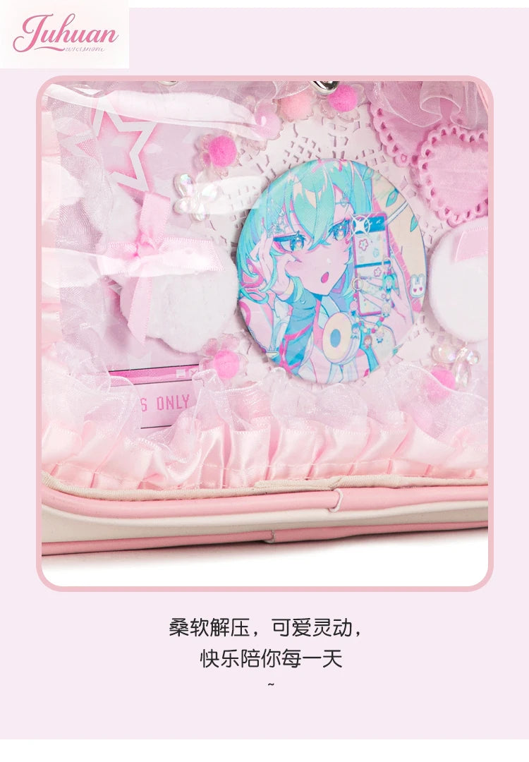 Original Ltabag Backpack Large Food Pain Window Two-dimensional Single Shoulder Messenger Bag Sweet College Schoolbag for Women