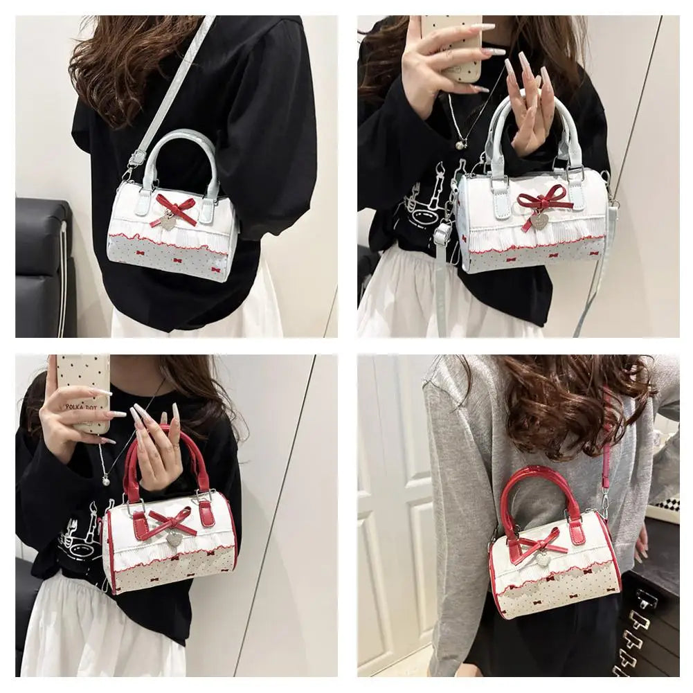 Bow Handbag Large Capacity Waterproof Single Shoulder Bag Adjustable Strap sweet cute Casual shopping Tote Bag