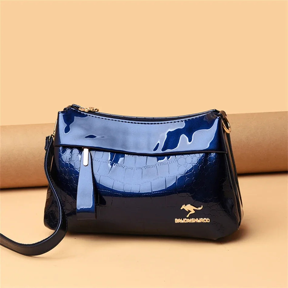 3 Layers Women Handbag Purses Luxury Designer Patent Leather Shoulder Messenger Crossbody Bags for Female Vintage Sac A Main New
