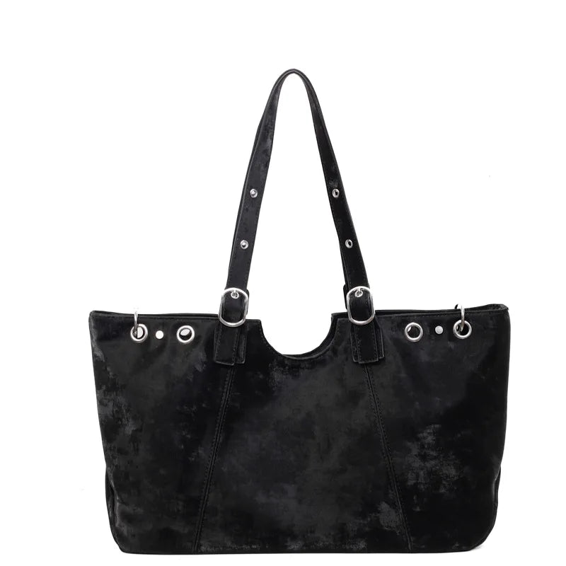 Personality Tote Bag for Women Solid Suede Pillow Underarm Bags Large Capacity Female Commute Shoulder Bags Matte Travel Pack