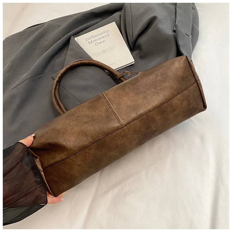 Women's Tote Bag, Large Capacity Soft Leather Shoulder Bag, Retro Casual Handbag, Perfect for Commuting Handbags Travel Bag
