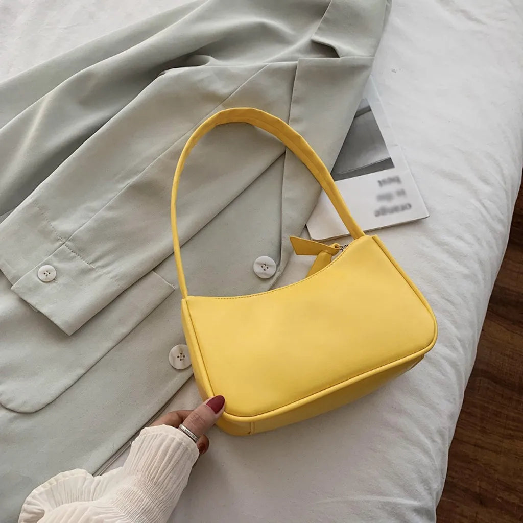 Retro Women Solid Color Zipper Phone Bag Hand Bag Shoulder Bag Armpit Bag Casual 2024 Bags For Women сумка женская