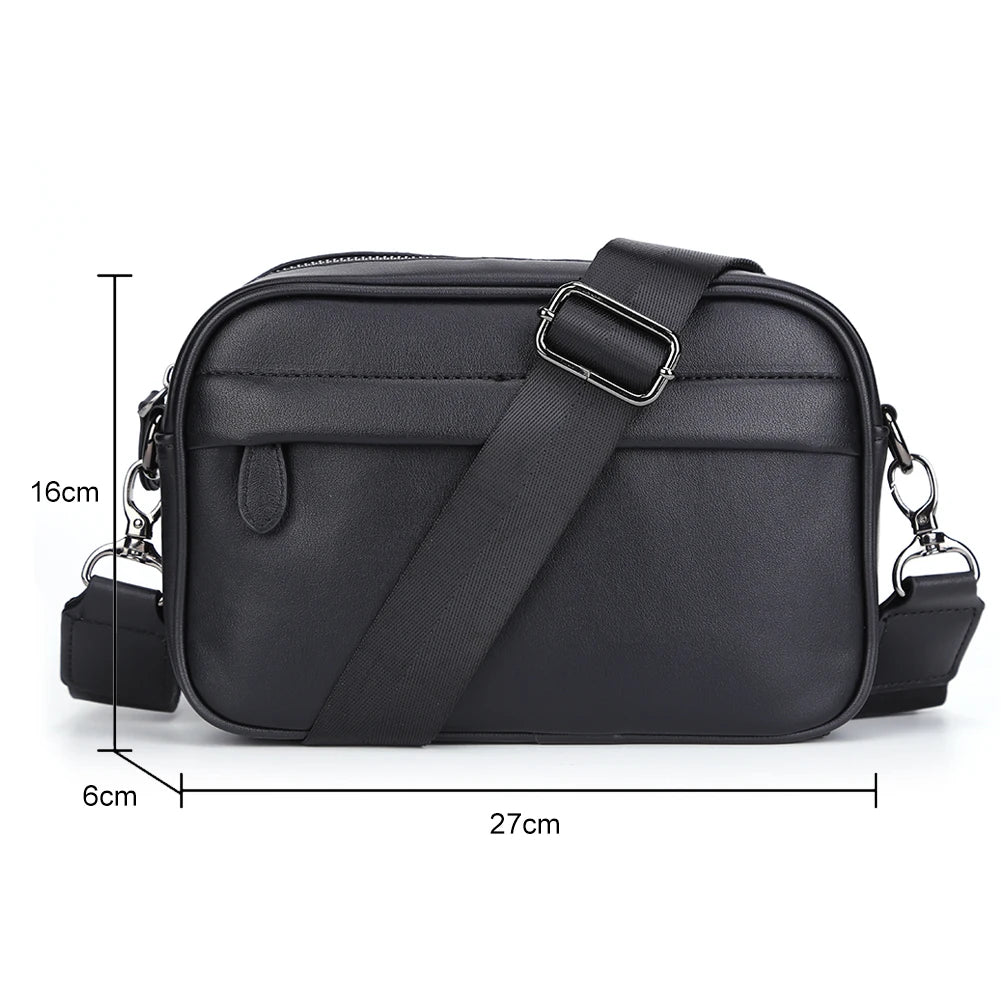 Luxury Business Shoulder Bag for Men Design Plaid PU Leather Messenger Crossbody Bag Casual Zipper Small Square Sling Bag Pouch