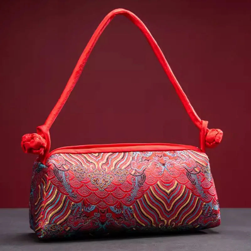 Luxury Silk Embroidered Women Bag 2025 New Fashion Matching Bride Women Handbag Evening Bag Shoulder Bag