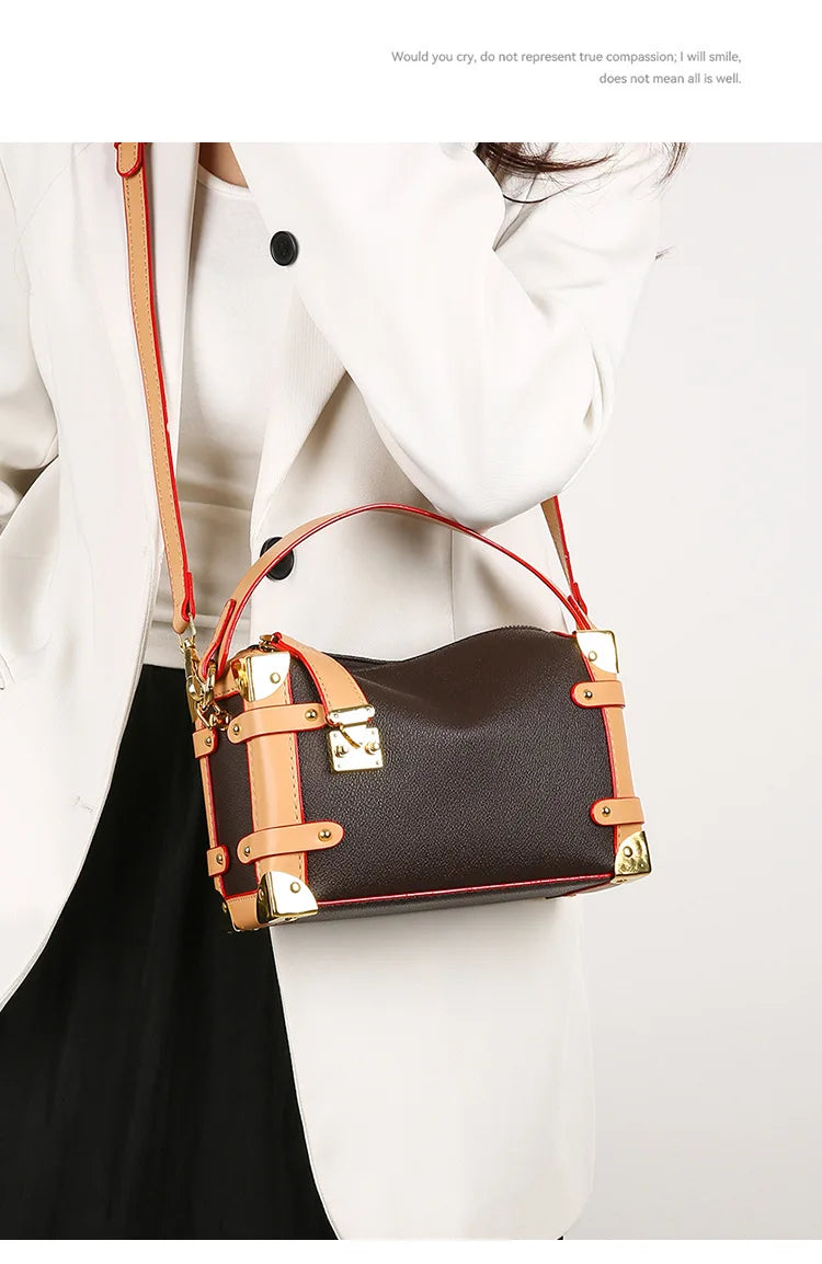 French Luxury Box Bag Mini Square Purse, Multi-Way Shoulder/Crossbody, High-End PU Leather, Compact & Stylish, Elegant Work Bag